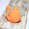 Fat Ginger Cat Brooch with Swarovski Crystal Eyes