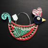 Patterned bird - ceramic decoration