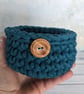 Crochet container, storage pot, bathroom decor, desk tidy, recycled - Image 2