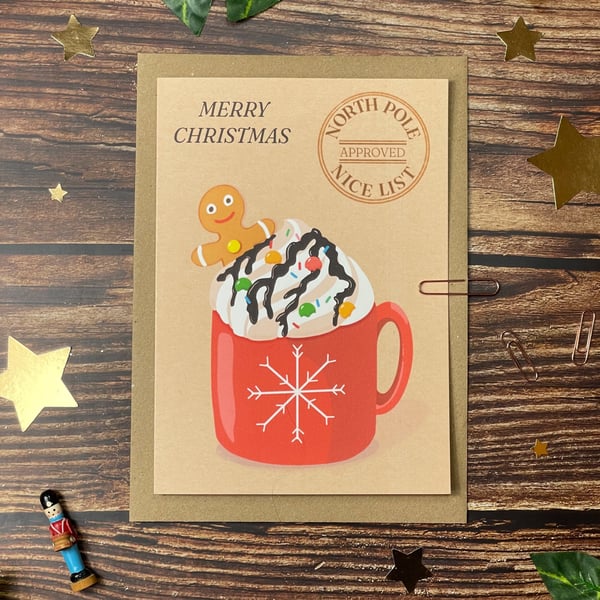 North Pole Nice List A5 Christmas Card - Festive Mug Art