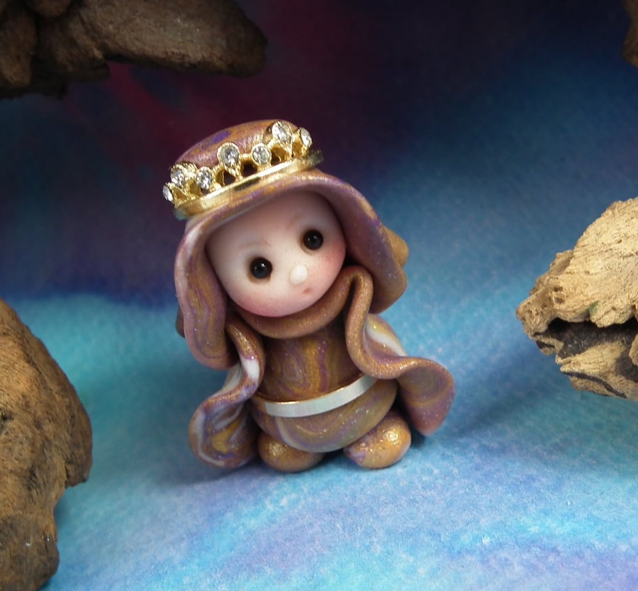 Princess 'Millen' Tiny Royal Gnome with jewels OOAK Sculpt by Ann Galvin