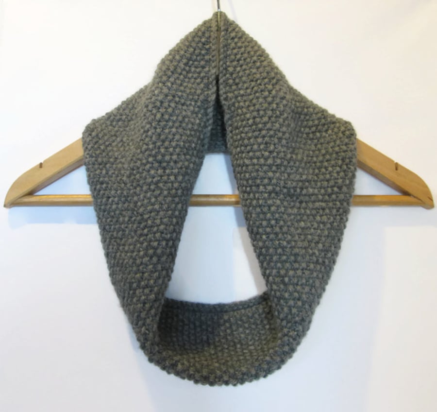 Cowl Infinity Scarf in Grey Alpaca Wool