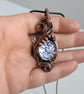 Double Sided Blue & White Unique Copper & Glass Pendant Necklace Gift Jewellery  - Image 6
