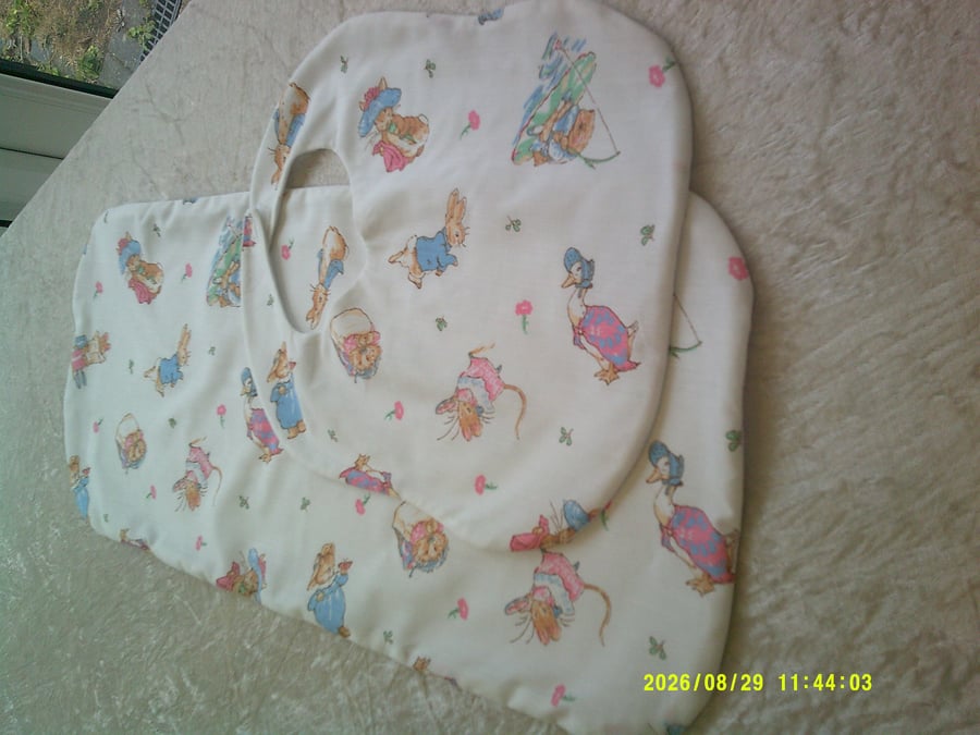Beatrix Potter Burp Cloth and Bib Set