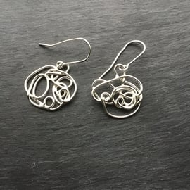 Handmade Sterling Silver Doodle squiggle earrings