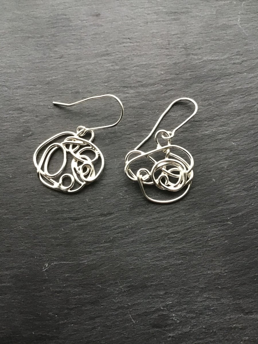 Handmade Sterling Silver Doodle squiggle earrings