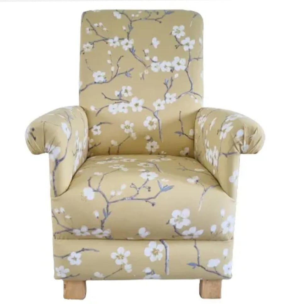 Prestigious Emi Mustard Fabric Adult Chair Armchair Floral Ochre Bedroom Accent