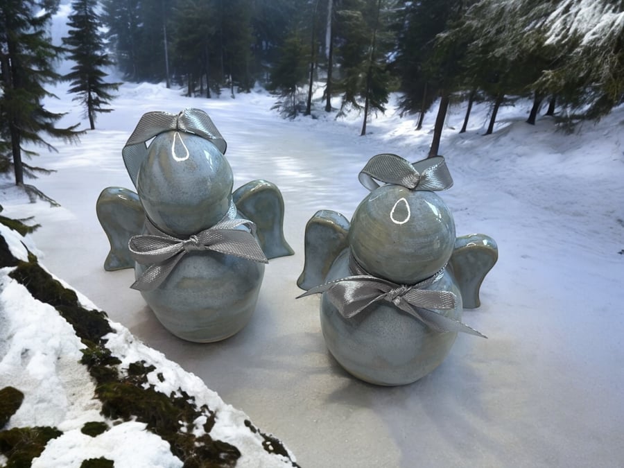 Set of 2 hand crafted  tree decorations 