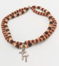 Men's  Necklace With Wooden Beads and Silver Double Cross, Gift for Him - Image 5