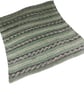 Hand Knitted Baby Blanket Sage Green Fair Isle Pram Blanket 30x33 inches