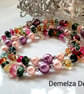 Multicoloured  Quartz Pebble & Shell Pearl Necklace Silver Plate - Image 1
