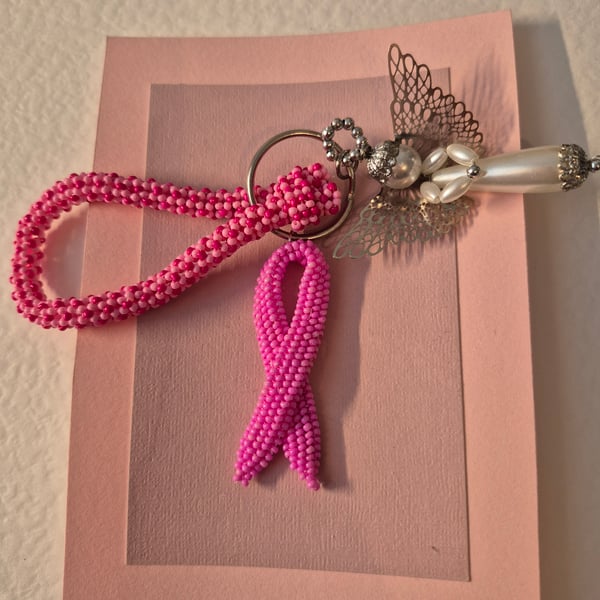 Bead embroidered key or bag charm