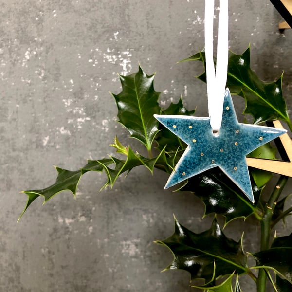 Blue ceramic star decoration