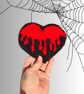 Punch Needle Bleeding Heart Red and Black Mug Rug or Desk Rug  - Image 2