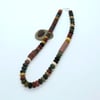 Necklace Amazonite Rondelle Light Green Blue Gemstones & Ceramic Beads 18 inch 