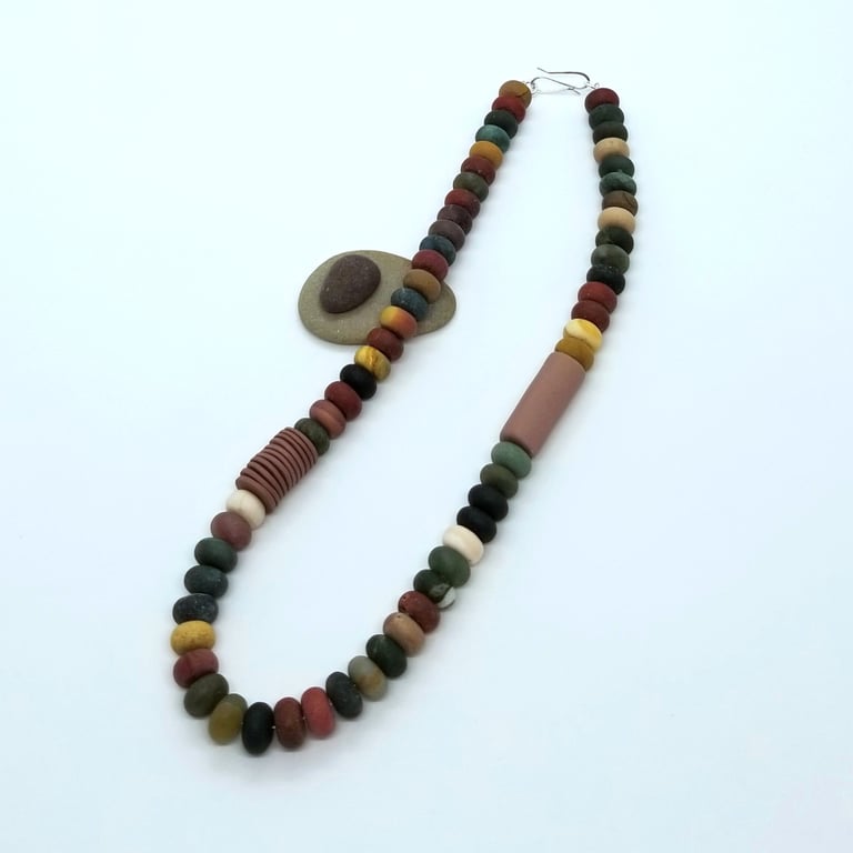 Necklace Mookaite Red, Indian Agate Green Mix Rondelle Gemstones 18 inch 