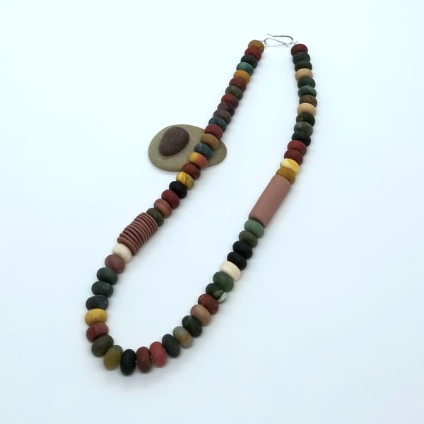 Necklace Mookaite Red, Indian Agate Green Mix Rondelle Gemstones 18 inch 