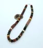 Necklace Mookaite Red, Indian Agate Green Mix Rondelle Gemstones 18 inch 