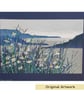 Sea View with Daisies, mixed media painting, small landscape artwork