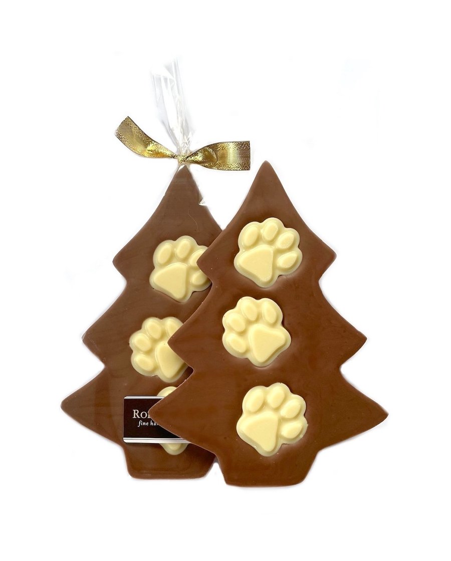 PAW PRINTS Milk Chocolate Christmas Tree. Dog themed gift, Stocking Filler 