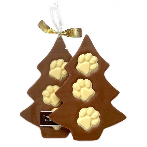 PAW PRINTS Milk Chocolate Christmas Tree. Dog themed gift, Stocking Filler 