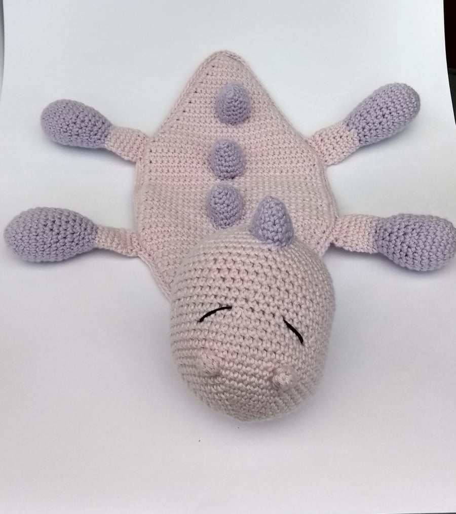 Dinosaur comforter safety blanket for small child - crochet