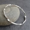 Sterling silver ribbon twist bangle, Unusual spiral bracelet