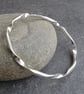 Sterling silver ribbon twist bangle, Unusual spiral bracelet
