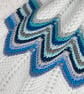 Shades of blue grey and aqua baby blanket, hand knitted in cotton yarn. - Image 2