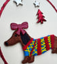 Christmas card, sausage dog girl, red bow and  xmas jumper. To or from the dog.  - Image 2