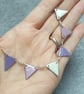 Enamel bunting necklace, Pink and lilac, Pastel jewellery - Image 5