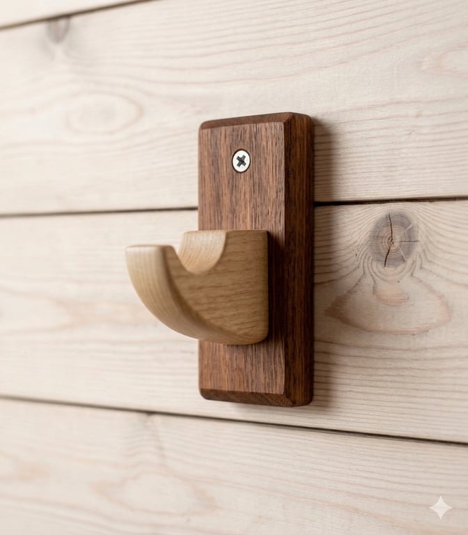 Soranami Artisan Wall Hooks - Hand-Carved Meranti & Redwood - Japandi Decor