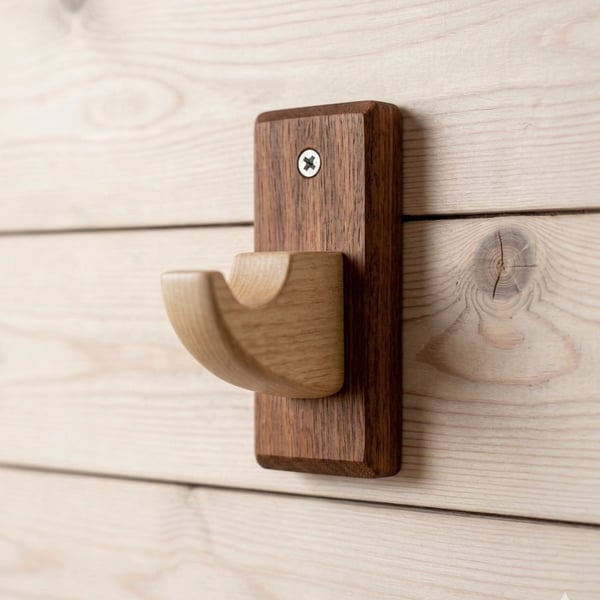 Soranami Artisan Wall Hooks - Hand-Carved Meranti & Redwood - Japandi Decor