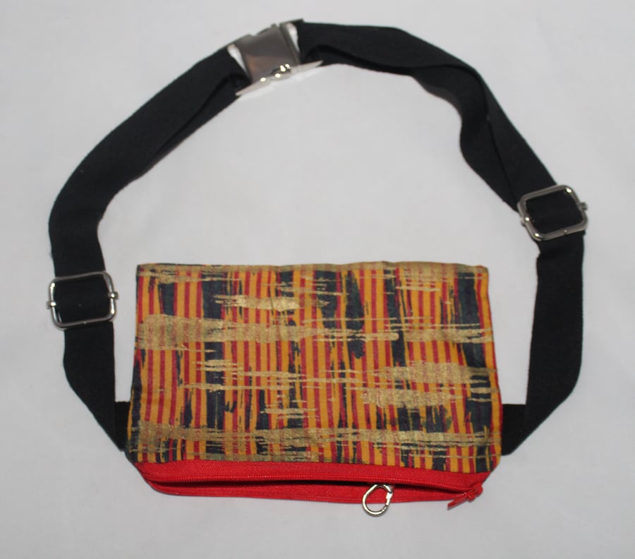 Handmade belt bag, festival bag, Eco hip belt bag,abstract check hand print,gift