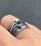 Blue Topaz Stack Ring, silver stack ring, oxidised stack ring, London blue Topaz - Image 4