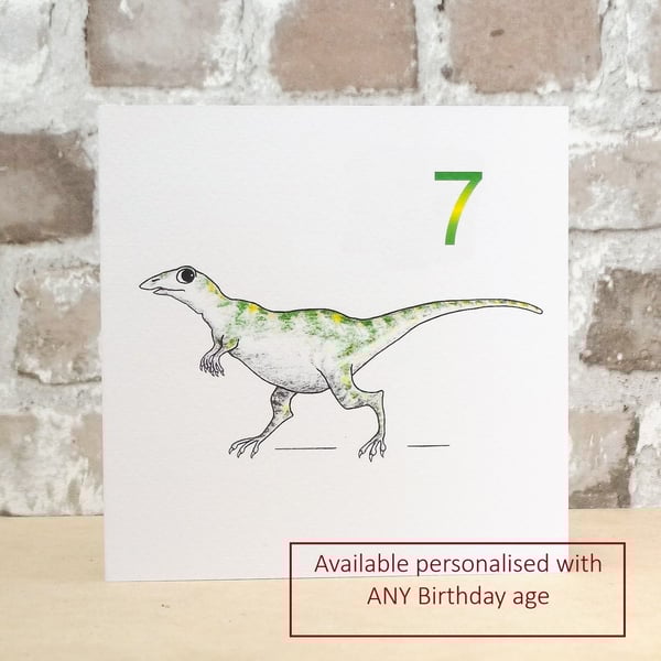 Birthday Card Dinosaur - Personalised with 'any' age 