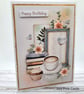 Cosy Birthday Card - autumn flowers, coffee, cupcake, books, decoupage - Image 3