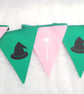 Wicked bunting colours - pink and green fabric bunting - Image 9