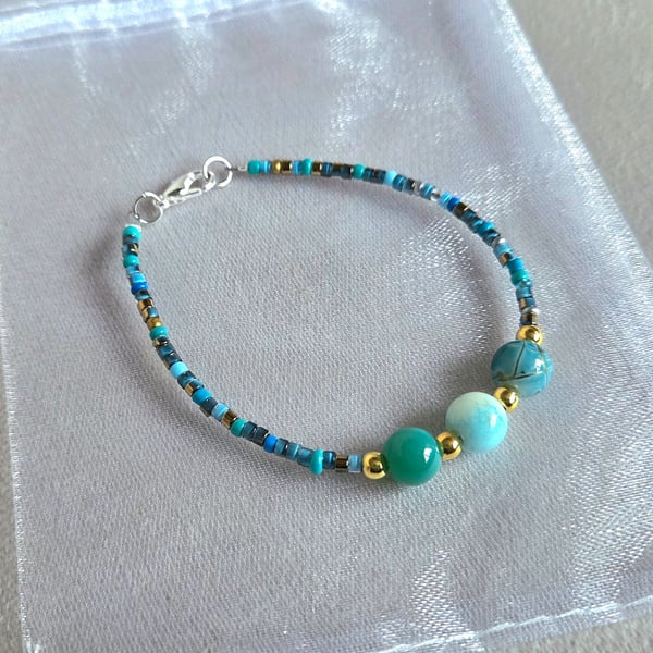 Turquoise Blue Beaded Bracelet 