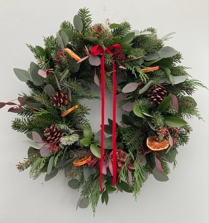 Traditional fresh Christmas wreath 