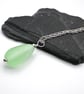 lampwork glass green teardrop pendant necklace