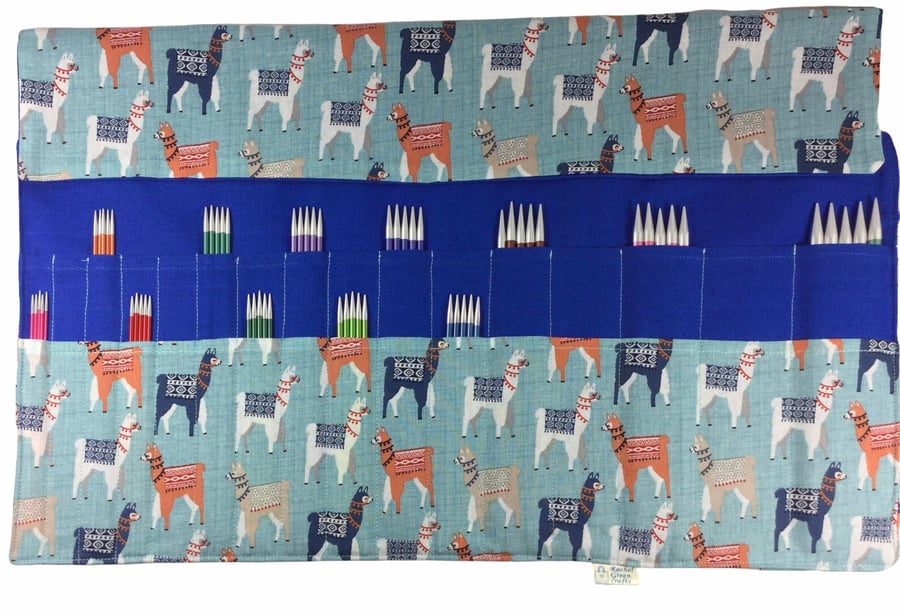 Double pointed case with llamas, DPN Case, knitting needle case, crochet case, n