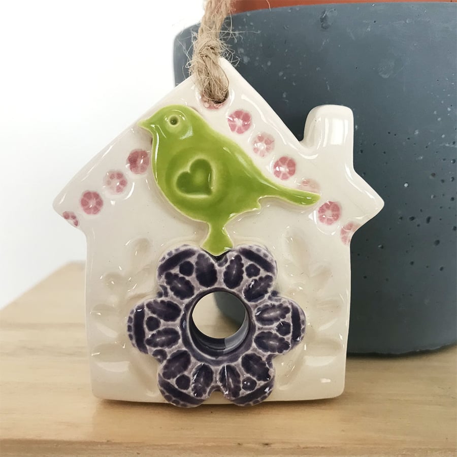 Small Ceramic bird house decoration Pottery bird house 