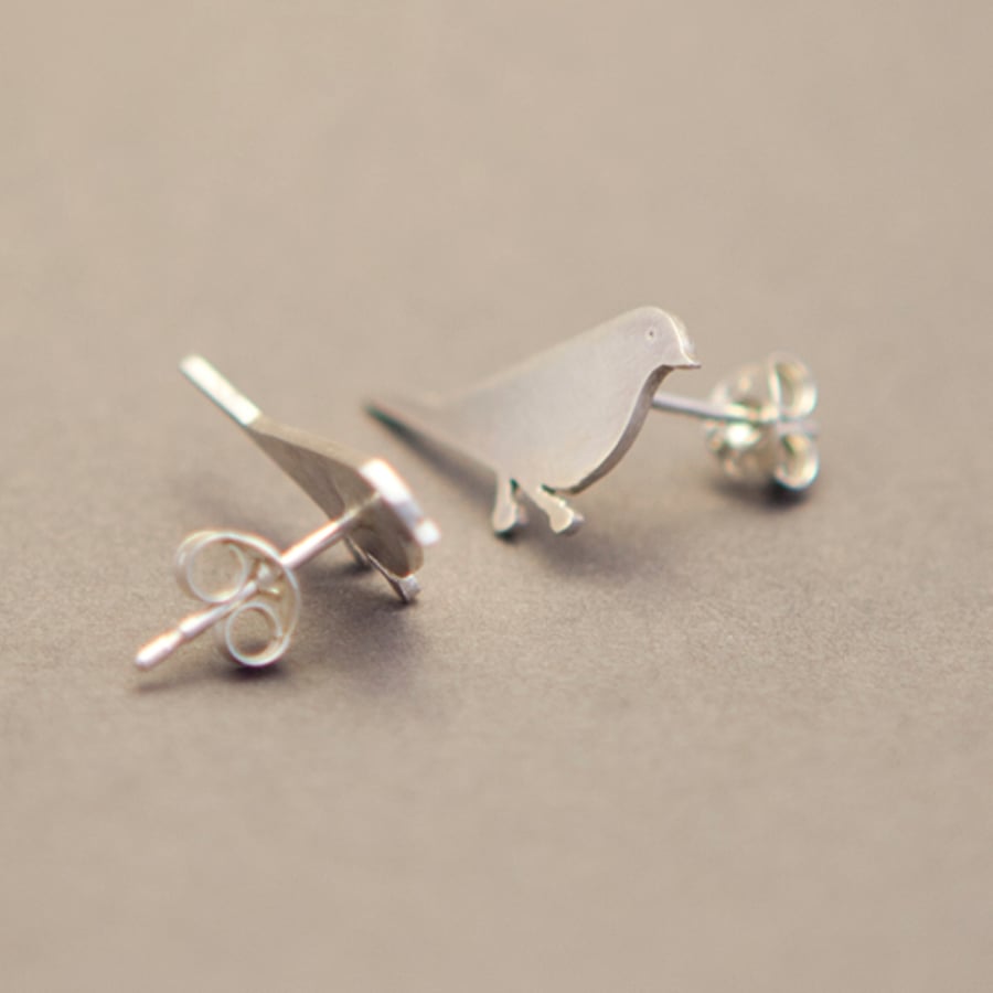 Mistle Thrush Silver Stud Earrings