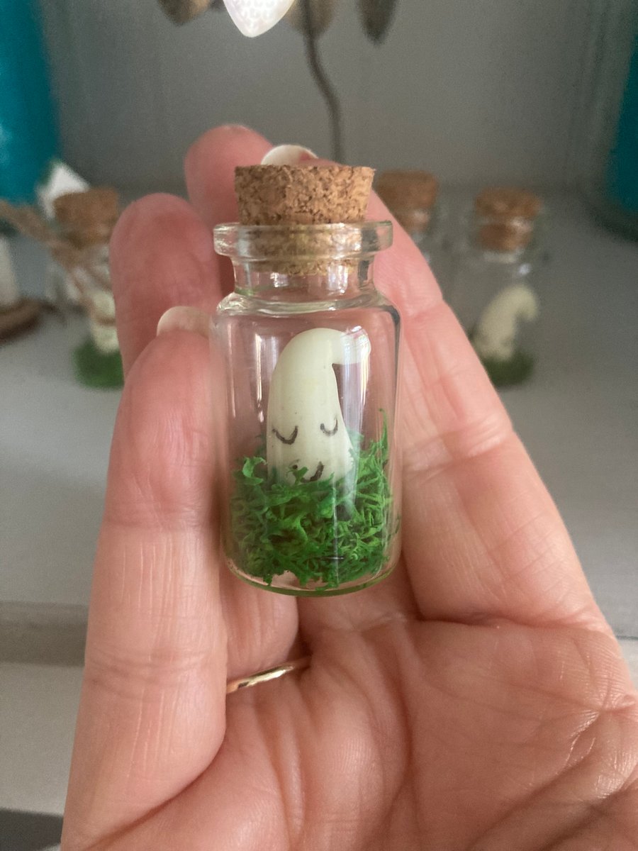 Mini Glow In The Dark Moonbean Sprite In A Jar Handmade Polymer Clay Collectable