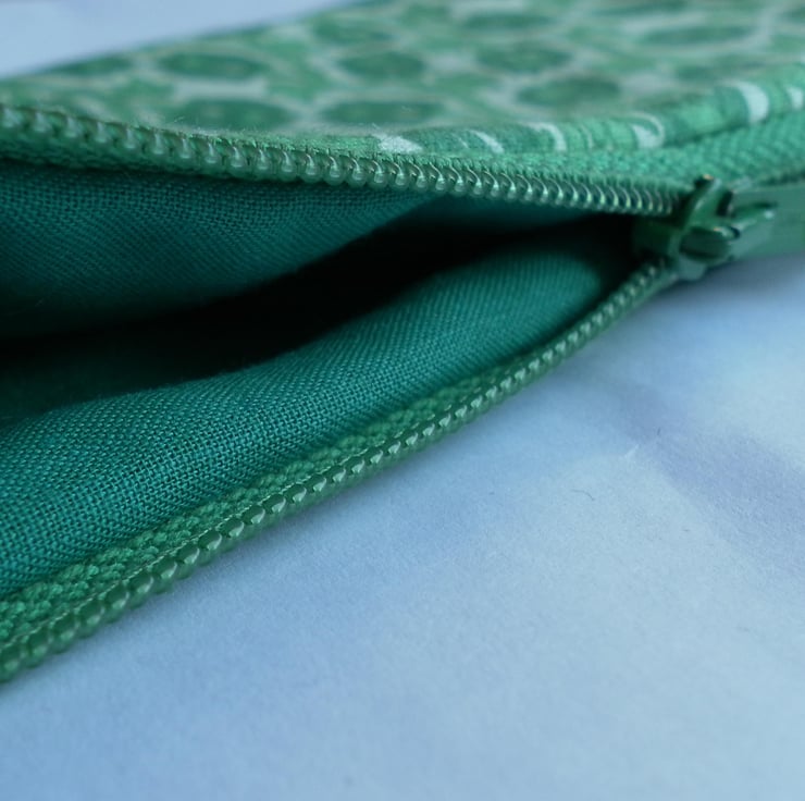 Green Floral Pencil Case or Make Up Bag - Folksy
