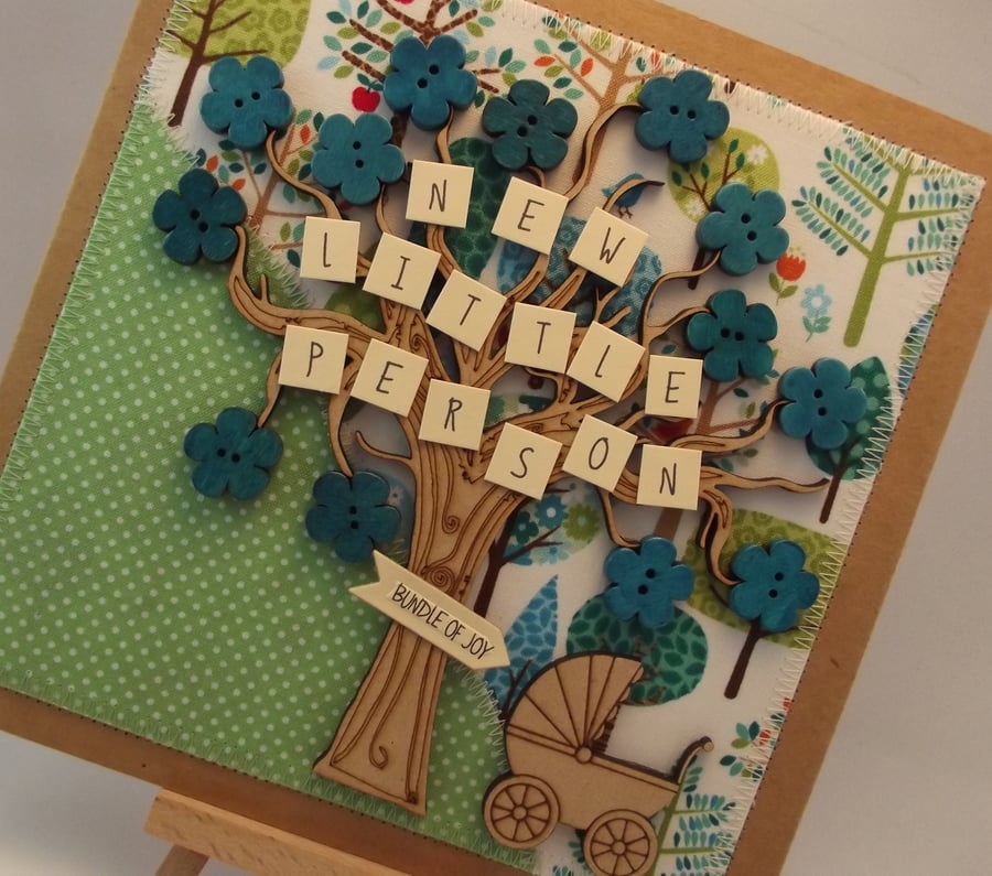 New Little Person Fabric New Baby card