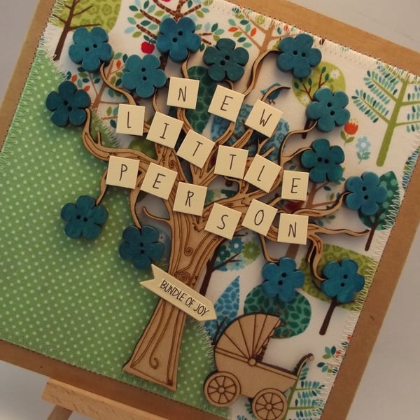 New Little Person Fabric New Baby card