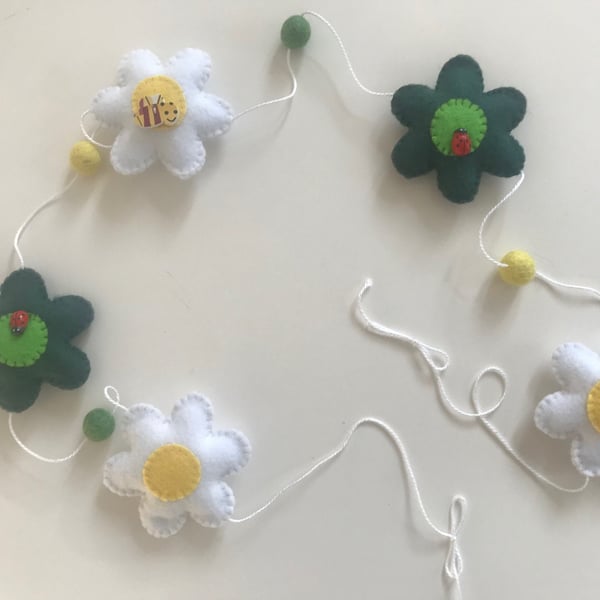Spring Felt Garland, Flower Felt Bunting, Handmade Flower Banner, Nursery Room D
