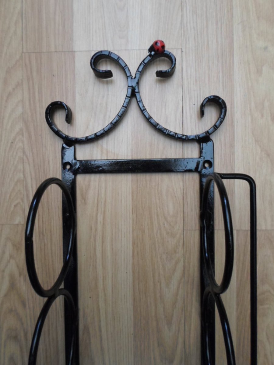Ladybird6 Bottle Wine Rack.,...........Wrought Iron (Forged Steel) Hand Crafted